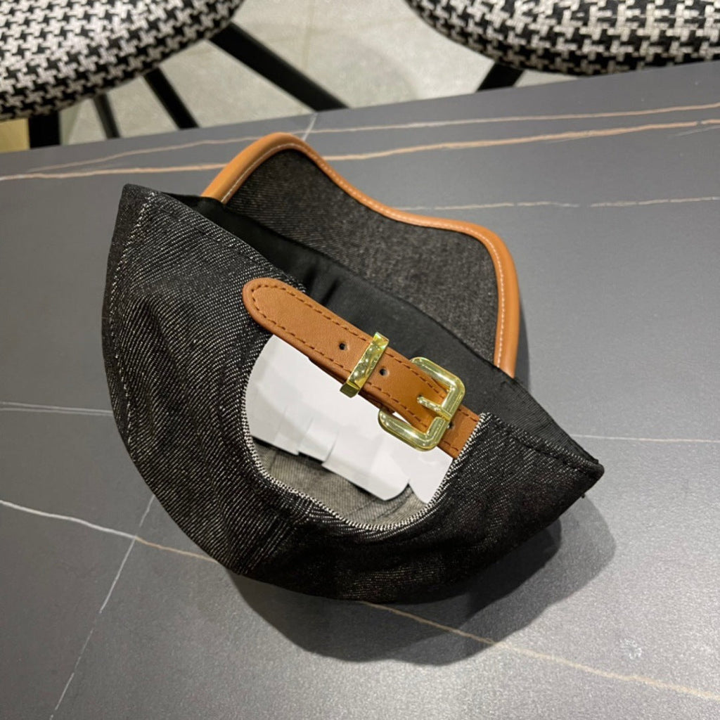 MM BASEBALL CAP IN BLACK DENIM AND CALFSKIN