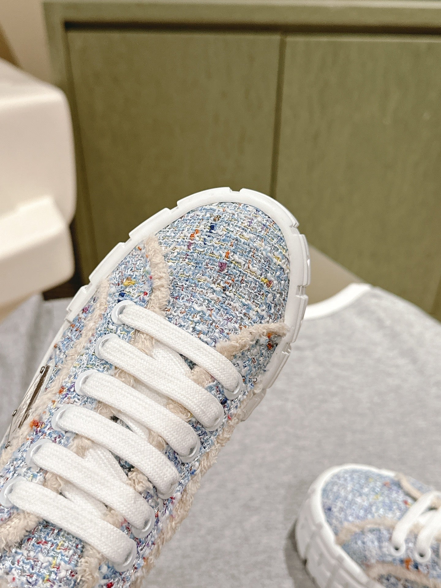 PRADA DOUBLE WHEEL RE-NYLON GABARDINE SNEAKERS SKY FABRIC