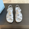 PRADA CRISSCROSS RUBBER SANLS PASTEL SKY CALFSKIN