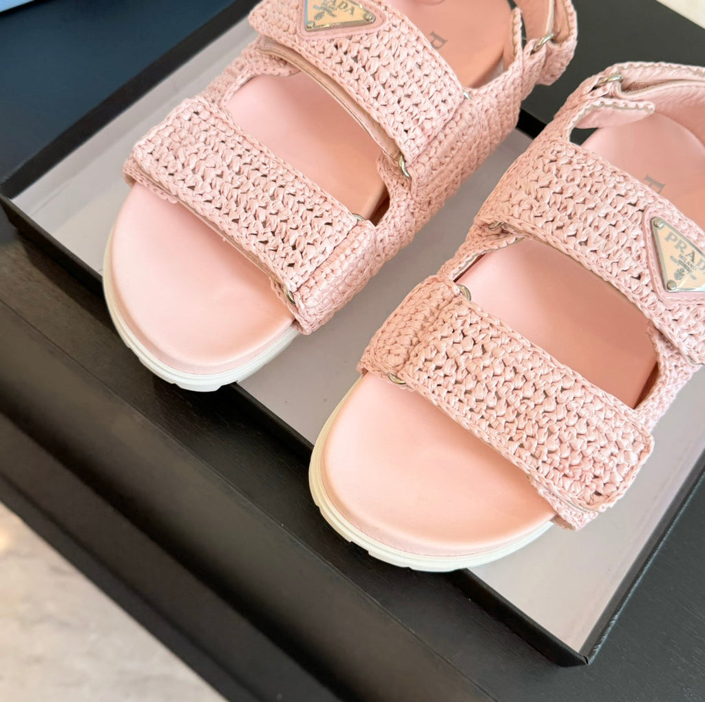PRADA CROCHET SANLS LIGHT PINK CALFSKIN