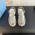 PRADA RUBBER MONOLITH SANLS SILVER CALFSKIN