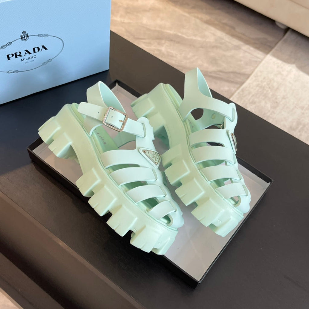 PRADA RUBBER MONOLITH SANLS MINT CALFSKIN