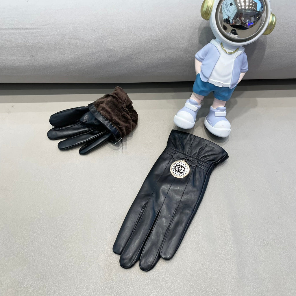 GUCCI CLASSIC TOUCHSCREEN GLOVES IN BLACK SHEEPSKIN 427387