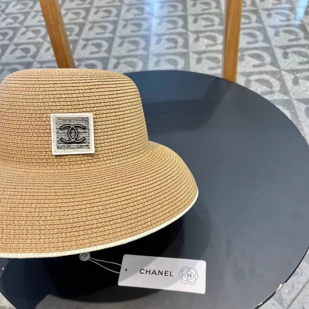 CHANEL STRAW CLOCHE HAT BROWN 672754