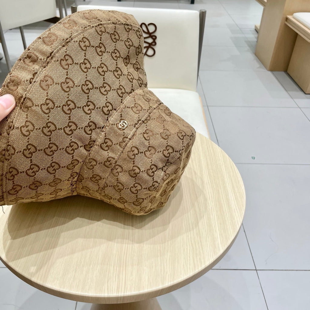 GUCCI BUCKET HAT WIDE BRIM IN BEIGE MONOGRAM CANVAS