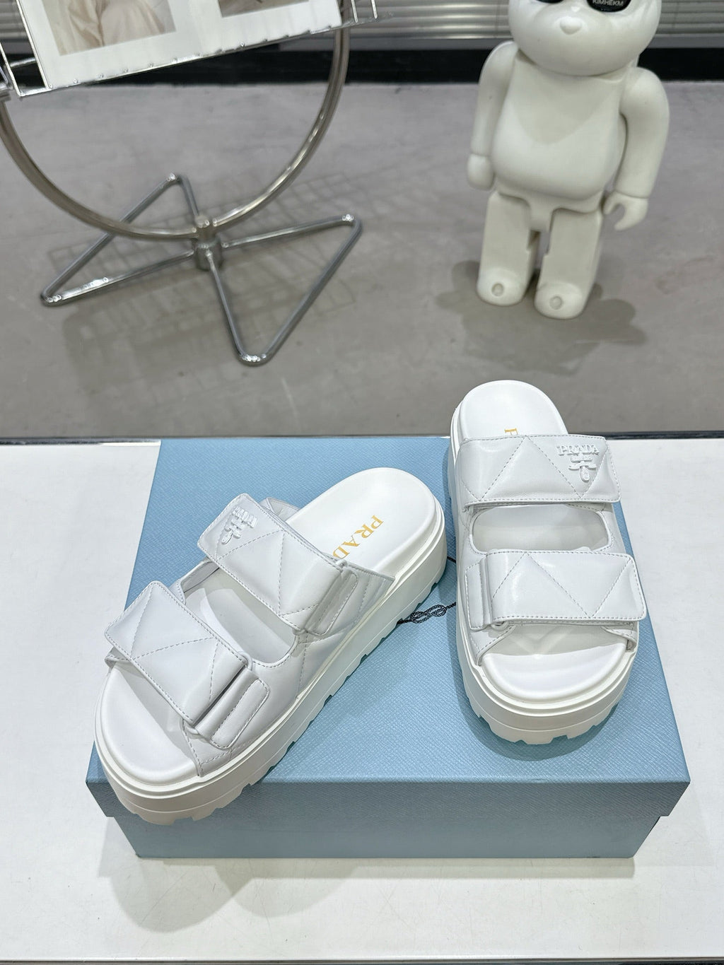 PRADA STRAP SANLS 55MM IN WHITE CALFSKIN