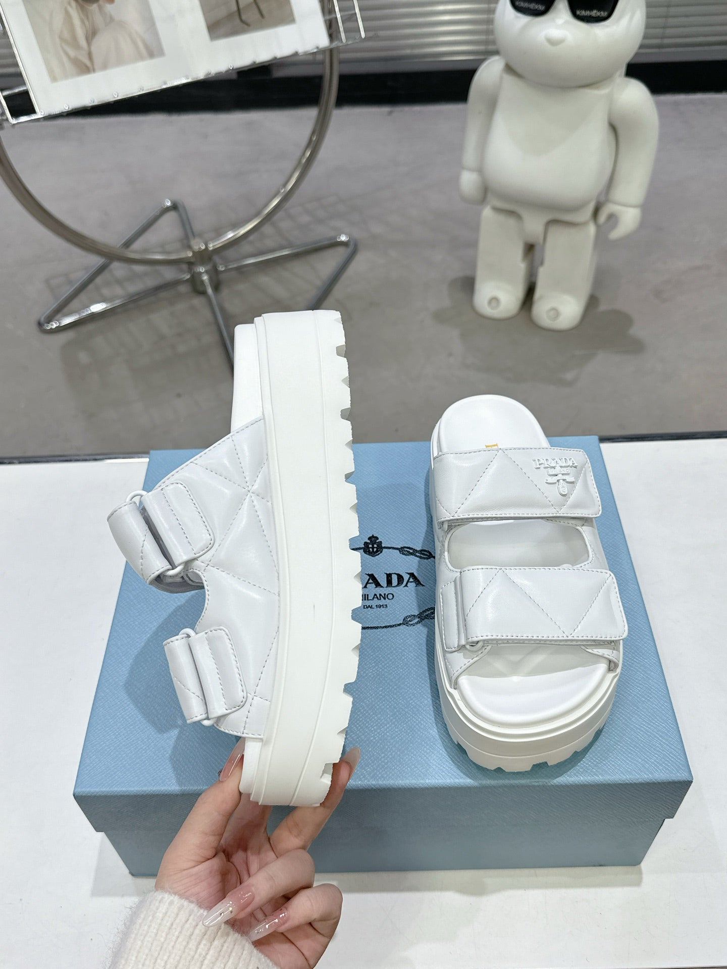 PRADA STRAP SANLS 55MM IN WHITE CALFSKIN