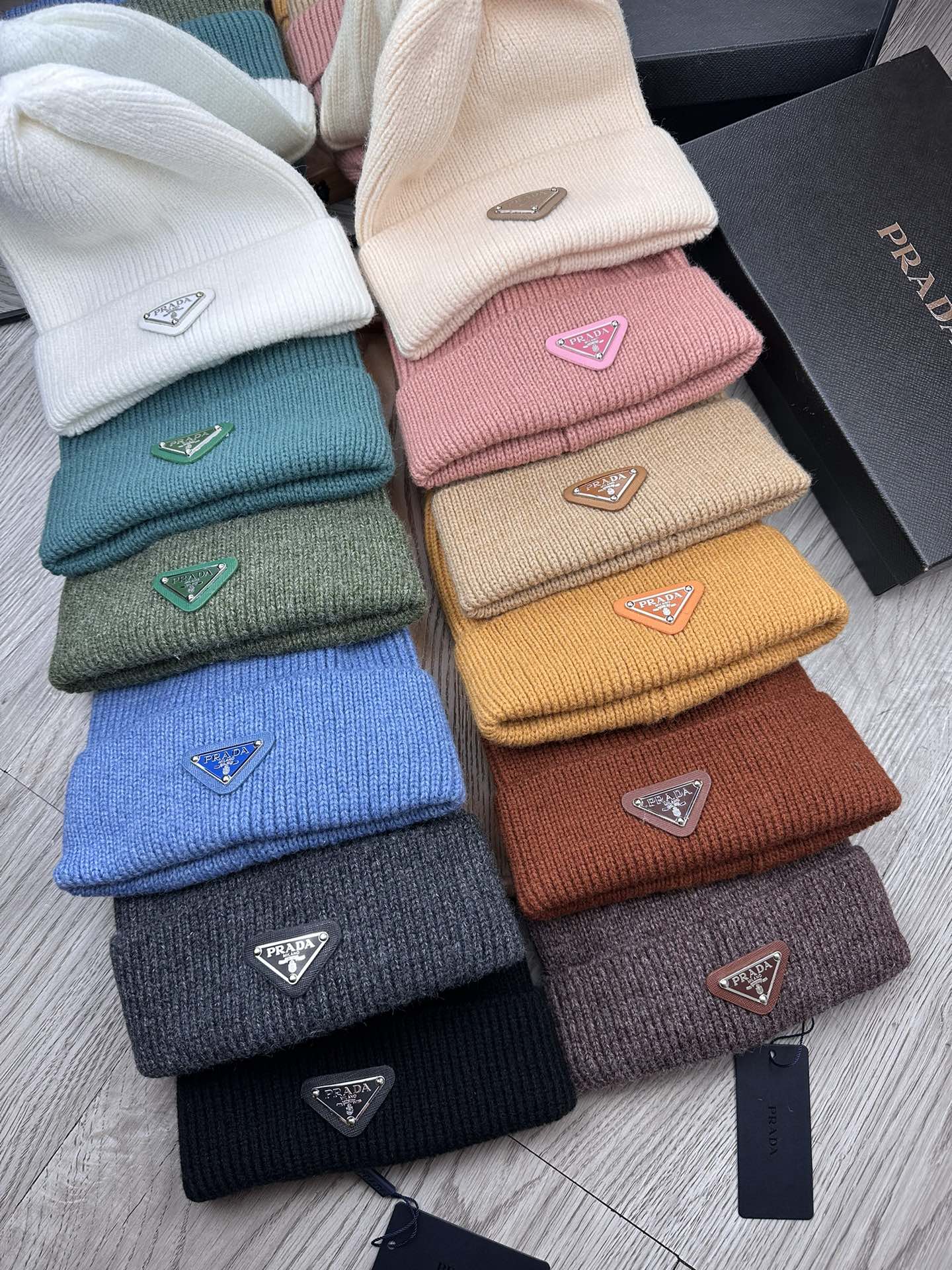 PRADA BEANIE HAT IN DOGGER BLUE WOOL 332396