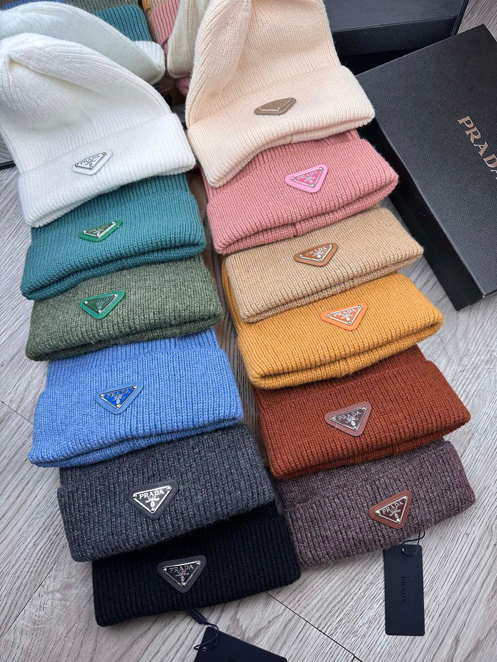 PRADA BEANIE HAT IN UMBER BROWN WOOL 332398