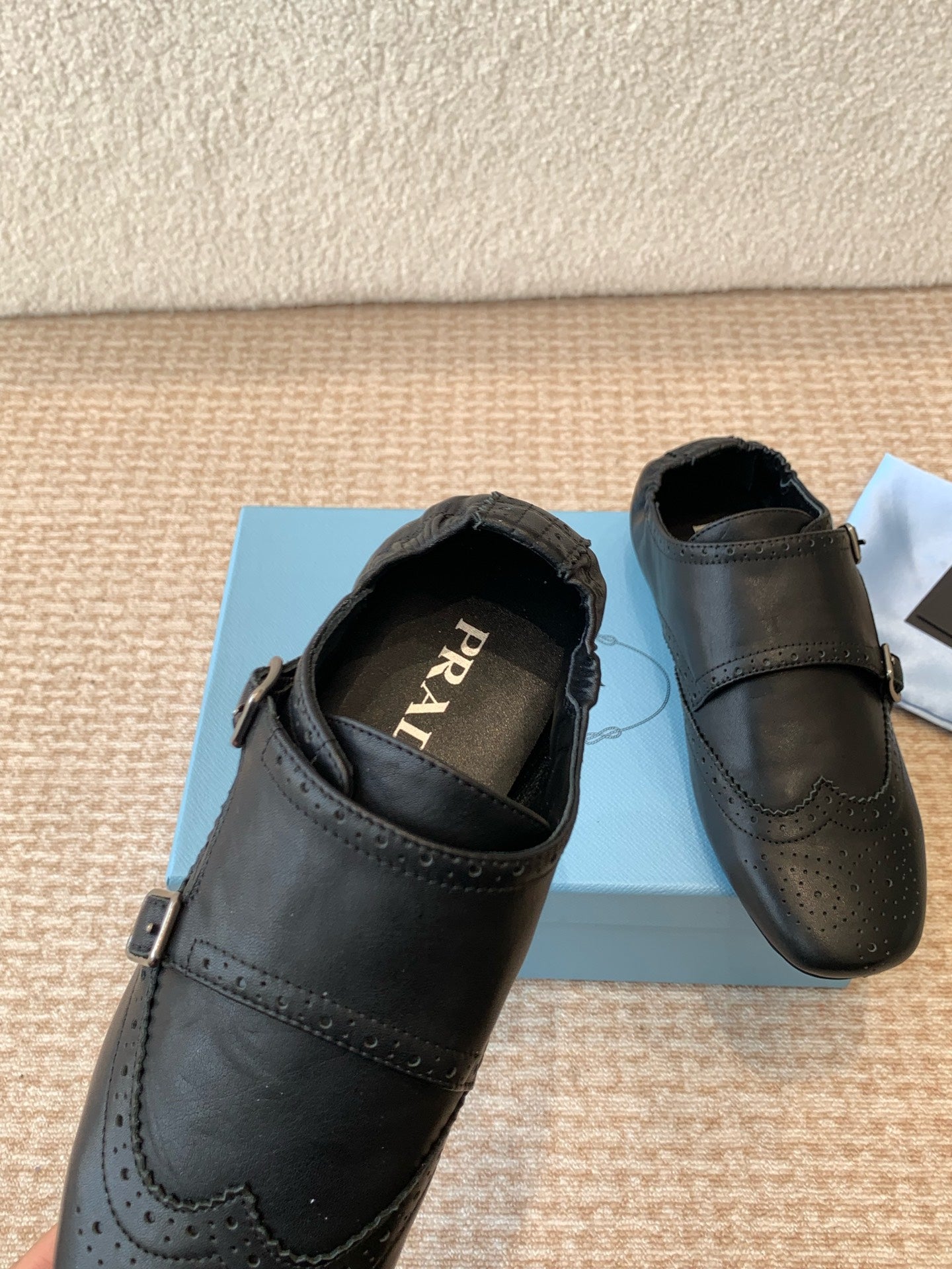 PRADA MONK STRAP IN BLACK CALFSKIN