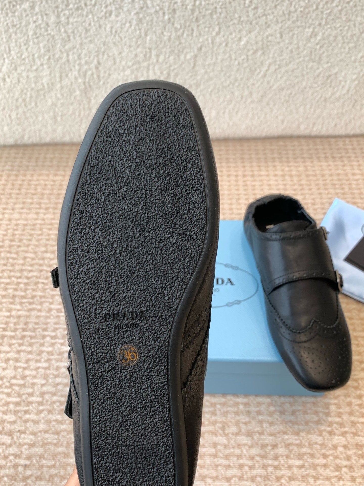 PRADA MONK STRAP IN BLACK CALFSKIN