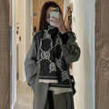 GUCCI SCARF 195 CM IN BLACK AND LIGHT GRAY WOOL LAMÉ JACQUARD 403977