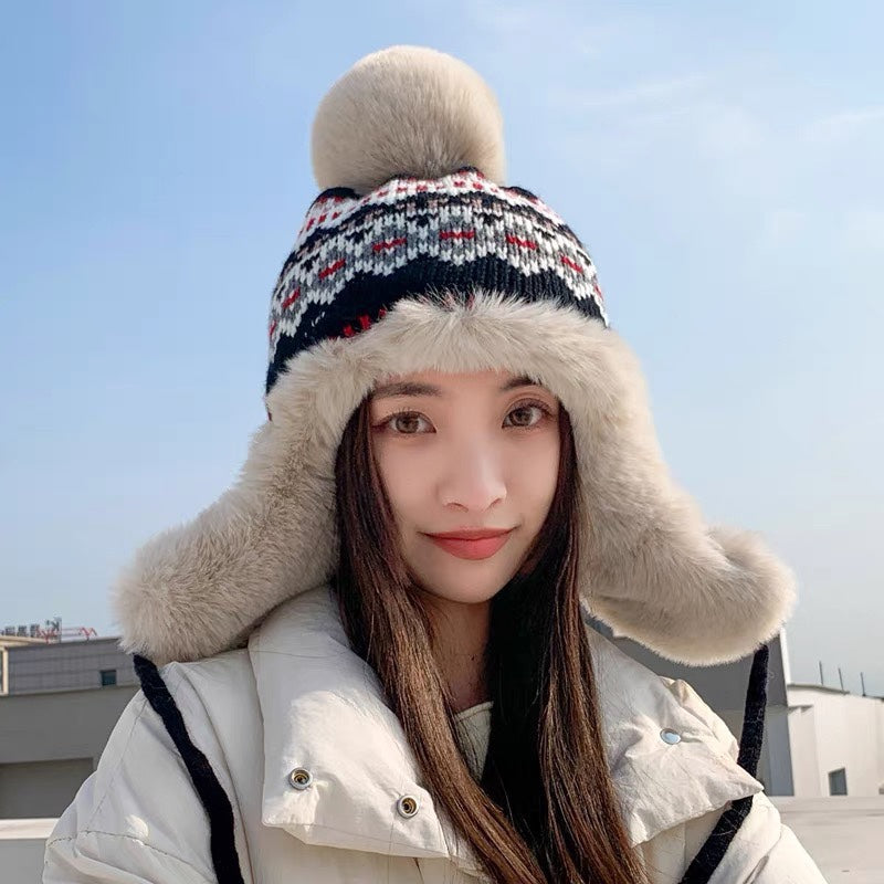 LOUIS VUITTON PLUSH EARMUFFS HAT IN COLORFUL WOOL AND RABBIT FUR 408171