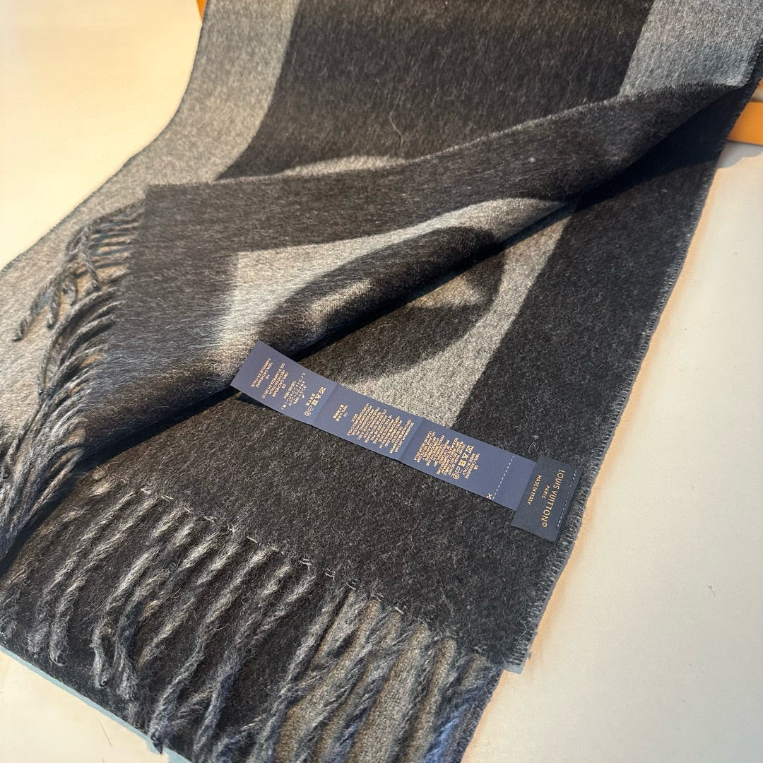 LOUIS VUITTON SCARF 180 CM IN SHADOW GRAY CASHMERE 394488