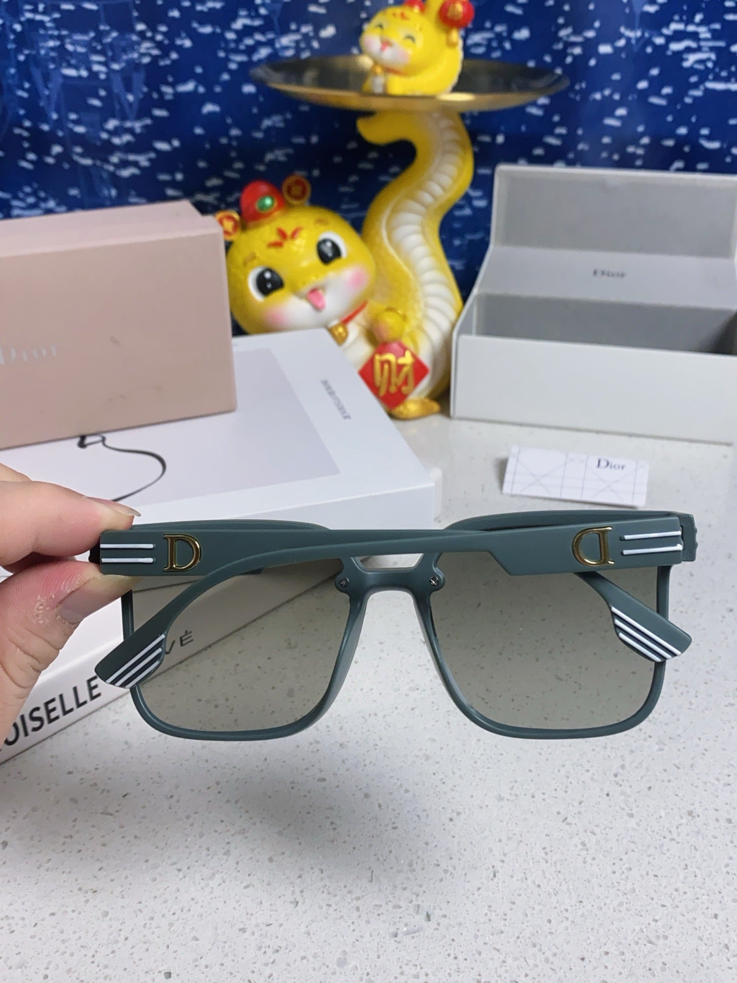 DIOR MONTAIGNE SUNGLASS 560860 IN TAN GREEN ACETATE