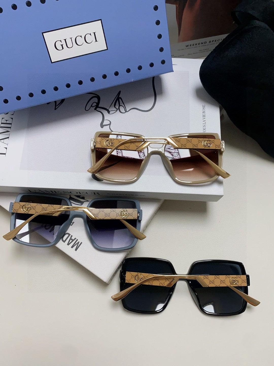 SQUARE FRAME SUNGLASSES 567447 IN ACETATE