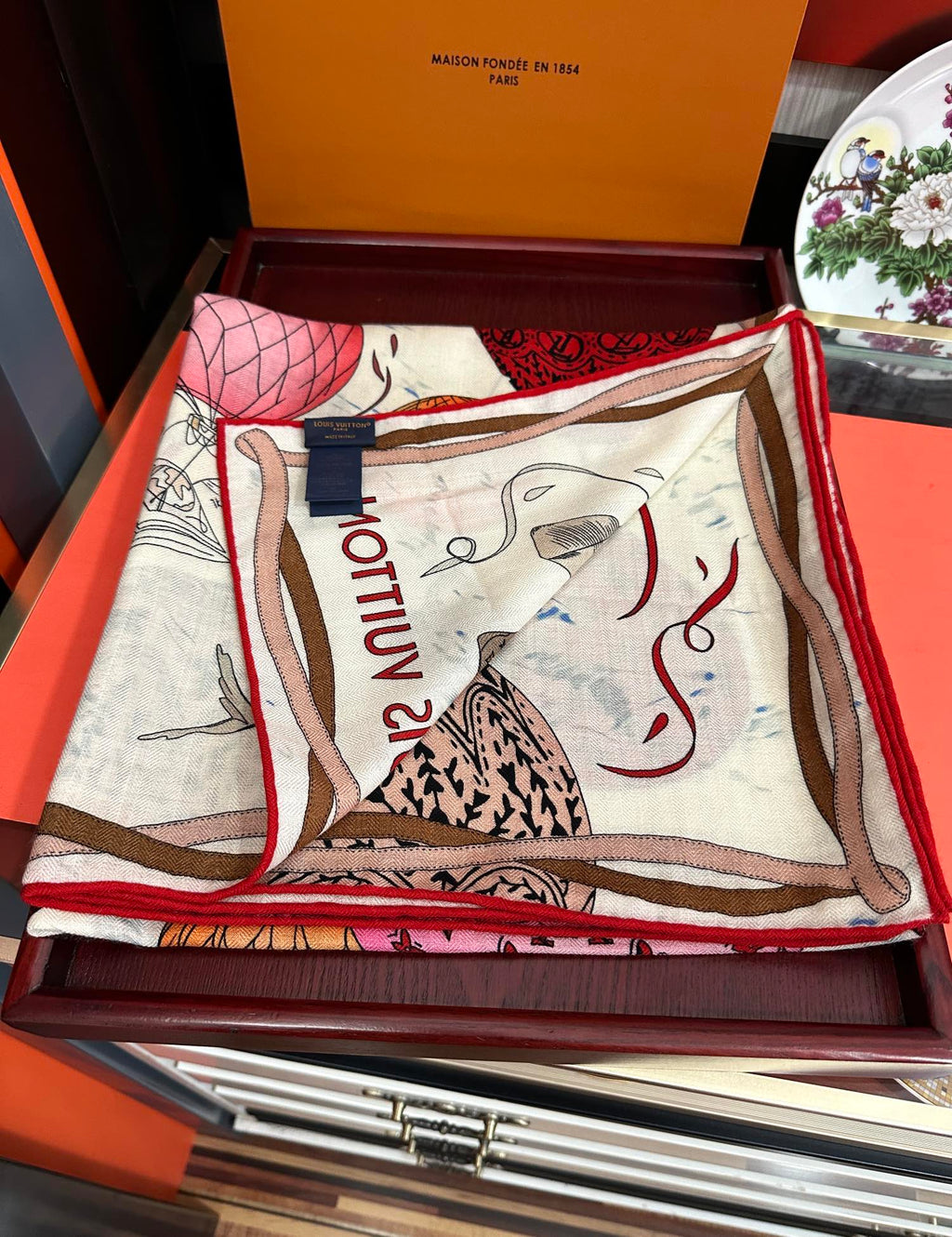 LOUIS VUITTON UP AND AWAY 140 CM SQUARE SILK SCARF COLORFUL 400072