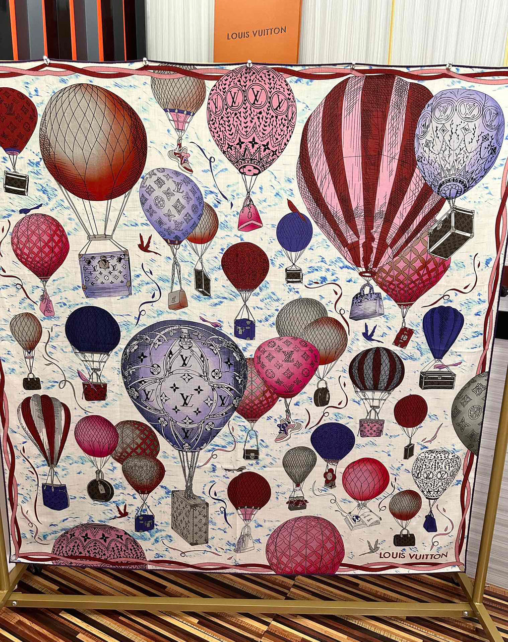 LOUIS VUITTON UP AND AWAY 140 CM SQUARE SILK SCARF COLORFUL 400073