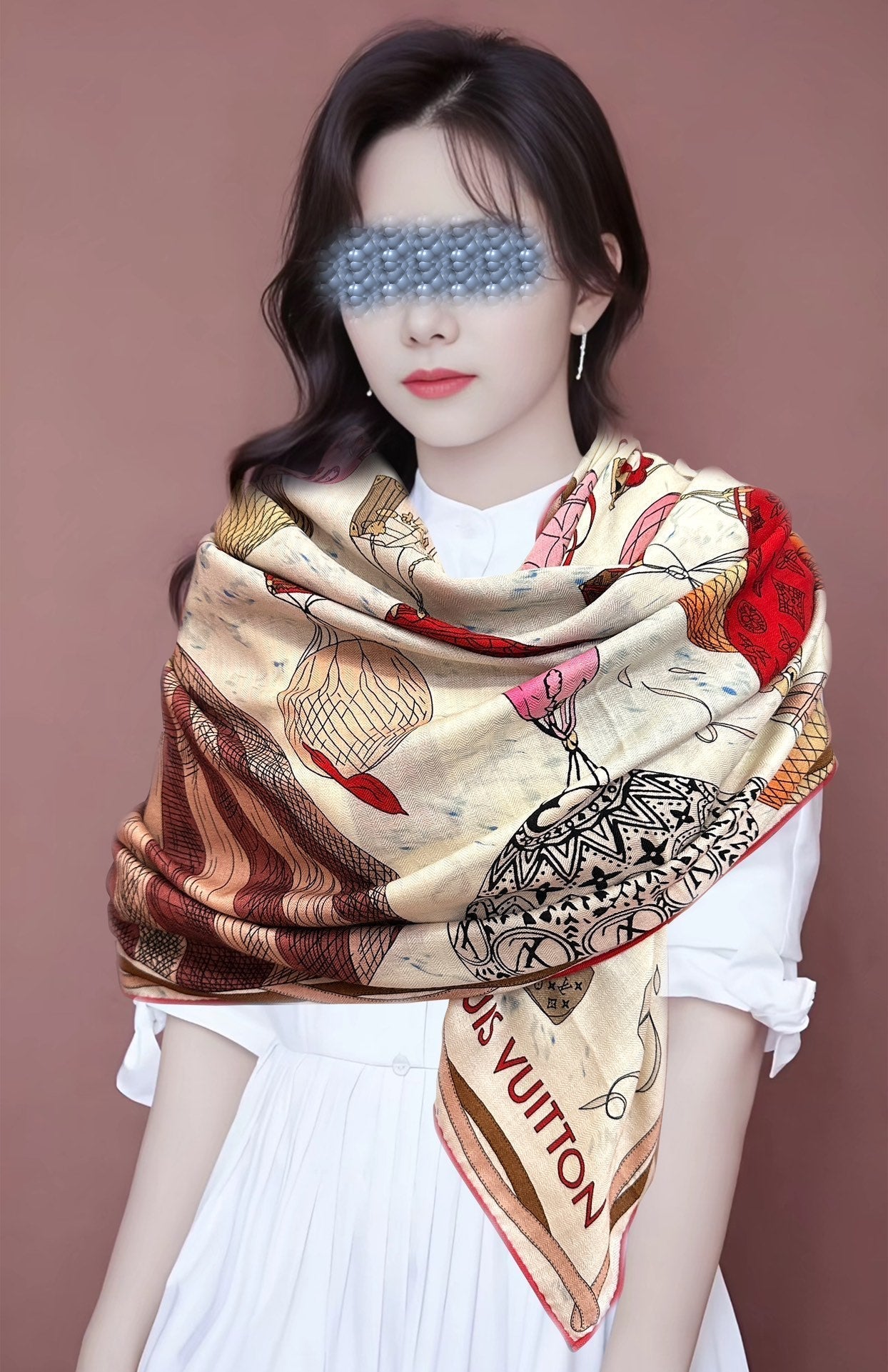 LOUIS VUITTON UP AND AWAY 140 CM SQUARE SILK SCARF COLORFUL 400073