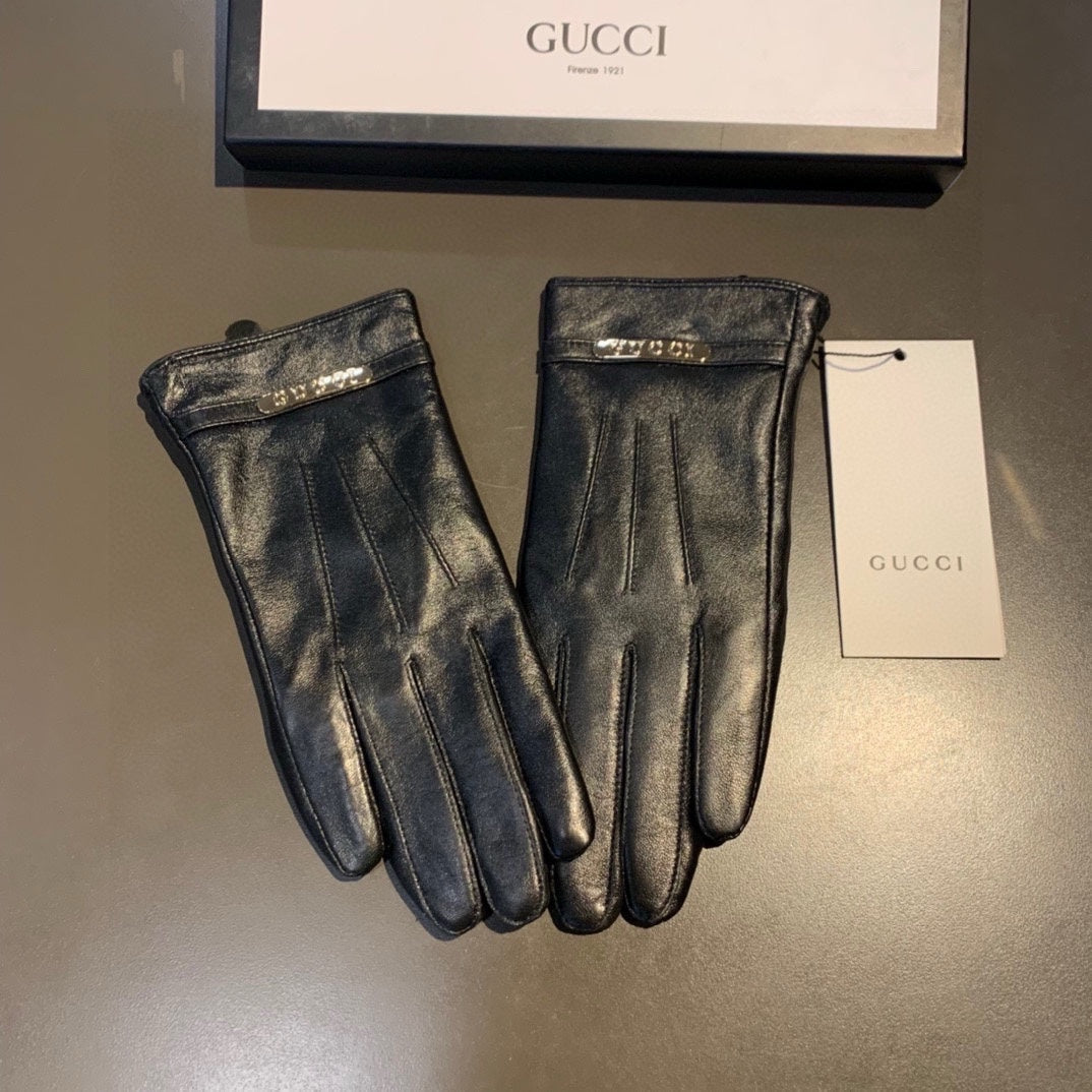 GUCCI TOUCHSCREEN LAMBSKIN GLOVES BLACK 456312