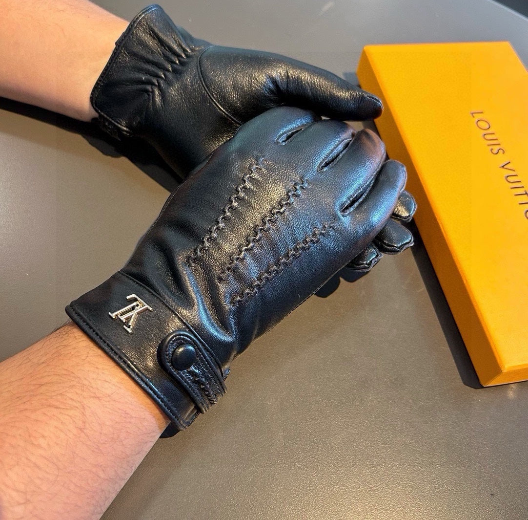 LOUIS VUITTON GLOVES IN BLACK LAMBSKIN 456344