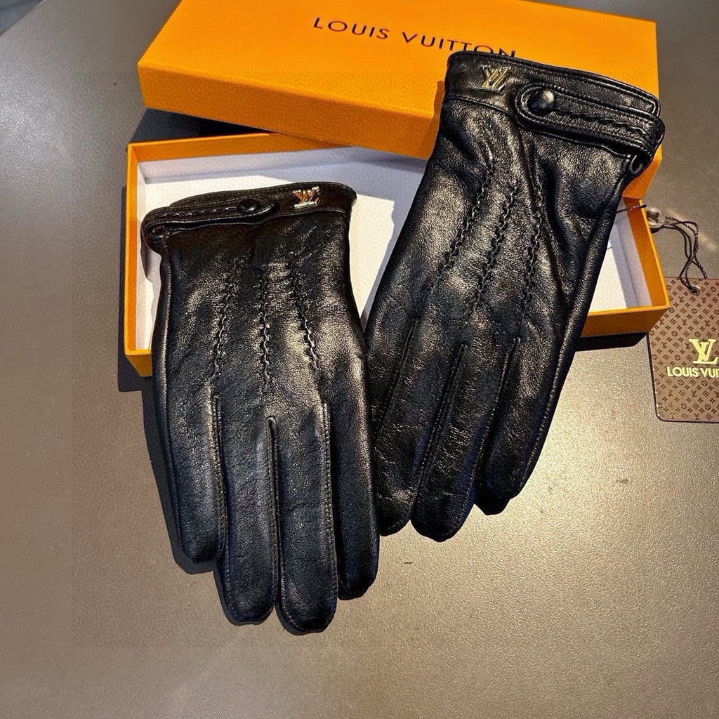 LOUIS VUITTON GLOVES IN BLACK LAMBSKIN 456344
