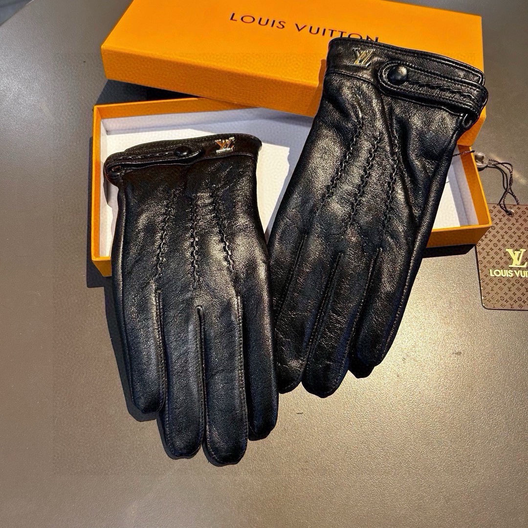 LOUIS VUITTON GLOVES IN BLACK LAMBSKIN 456344