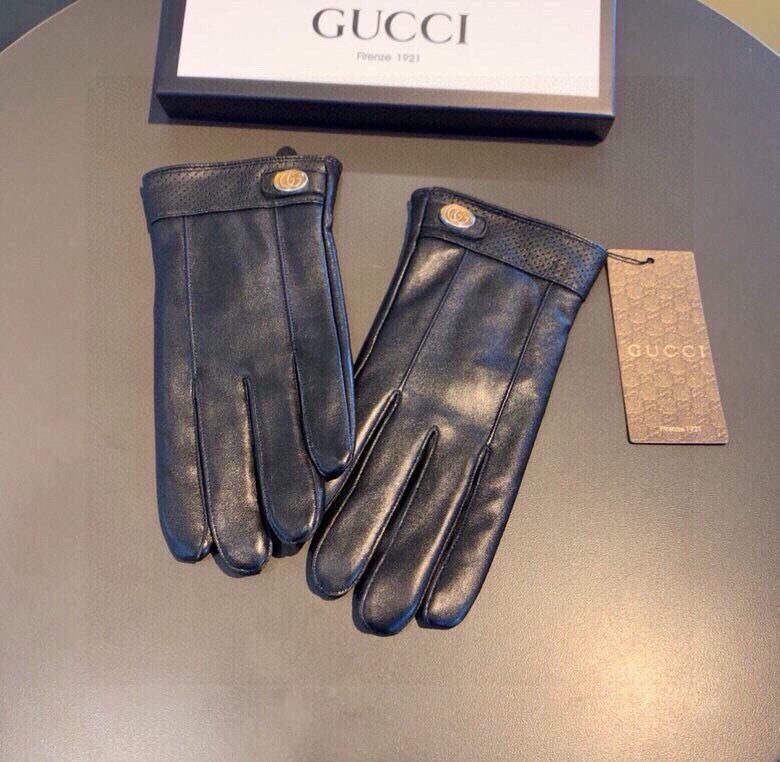 GUCCI GLOVES IN BLACK CALFSKIN AND FLEECE LINING 465014