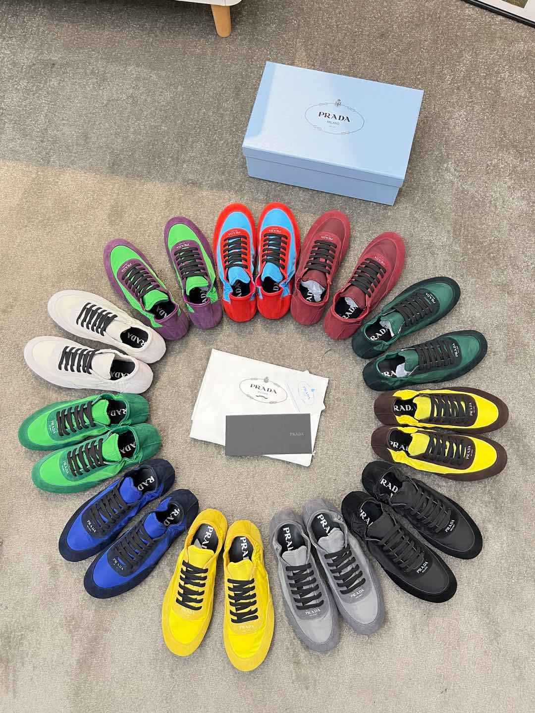 PRADA COLLAPSE SNEAKERS IN GREEN SUEDE AND NYLON