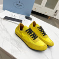 PRADA COLLAPSE SNEAKERS IN YELLOW SUEDE AND NYLON