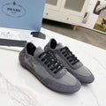 PRADA COLLAPSE SNEAKERS IN GRAY SUEDE AND NYLON