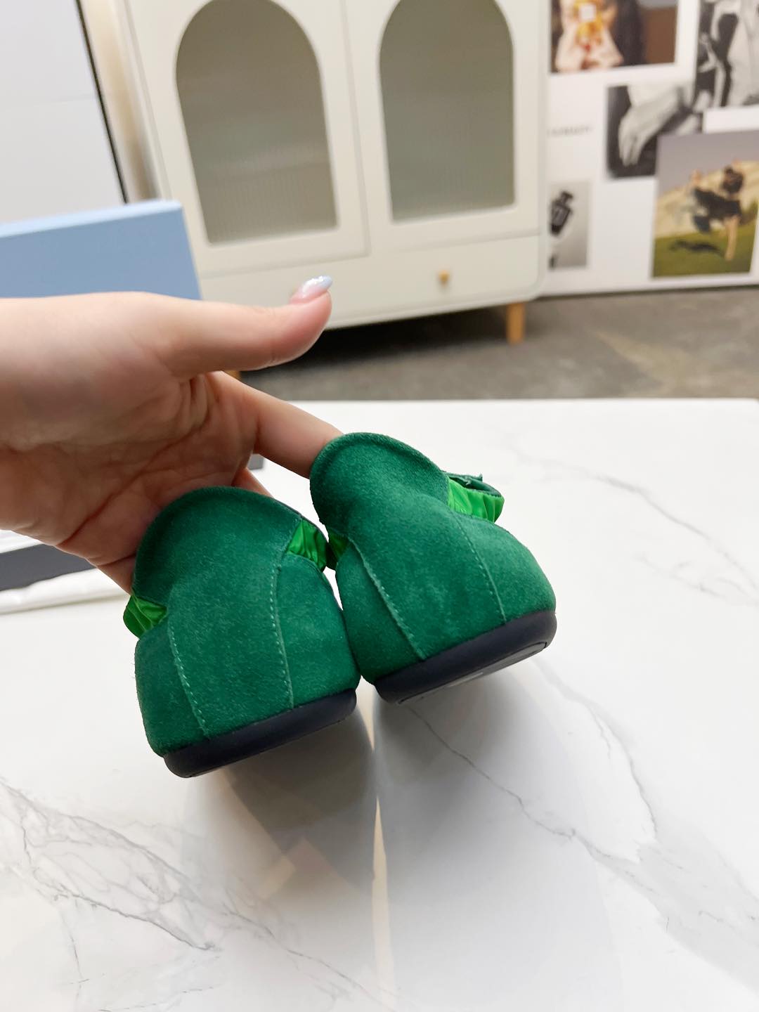 PRADA COLLAPSE SNEAKERS IN GREEN SUEDE AND NYLON