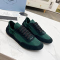 PRADA COLLAPSE SNEAKERS IN BLACK SUEDE AND FOREST GREEN NYLON