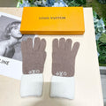 LOUIS VUITTON GLOVES IN LIGHT BROWN MIX WHITE WOOL 458549