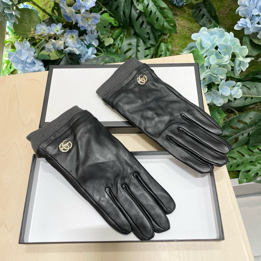 GUCCI GLOVES IN BLACK SHEEPSKIN MIX WOOL 463824