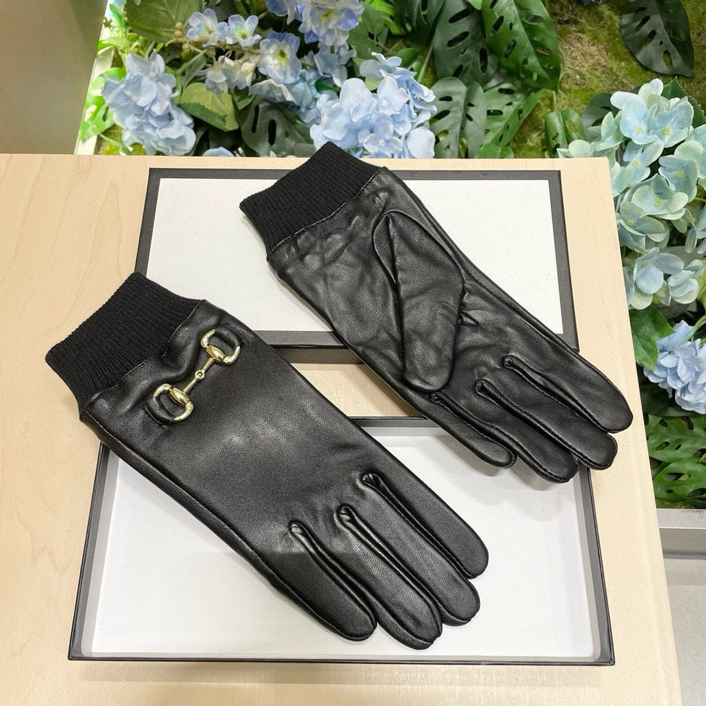 GUCCI HORSEBIT GLOVES IN BLACK LAMBSKIN MIX WOOL 464975