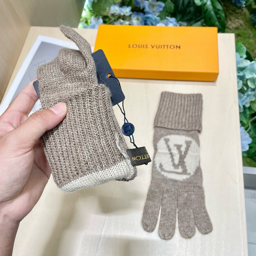 LOUIS VUITTON LV GLOVES IN DESERT BROWN WOOL 464990