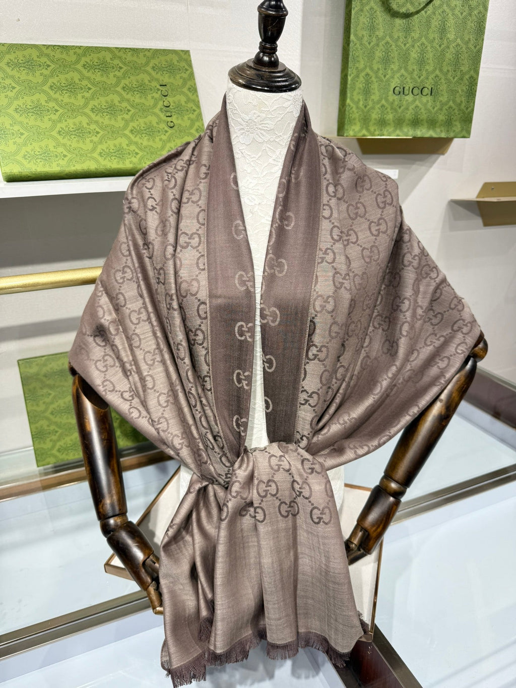 GUCCI 25S SCARF 200 IN CASHMERE SILK 706563